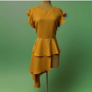 L.N.V. Elegant yellow Asymmetrical women’s blouse- dress.
